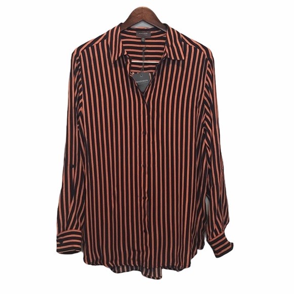 Madison Tops - Madison long sleeve button down striped top